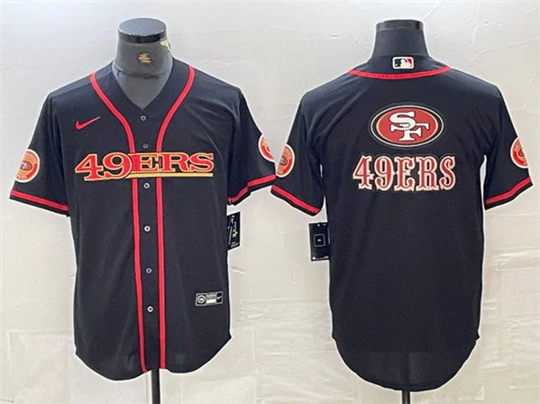 Baseball Jersey For Player Supporters-Men's San Francisco 49ers Black Team Big Logo With Patch Cool Base Baseball Stitched Jersey