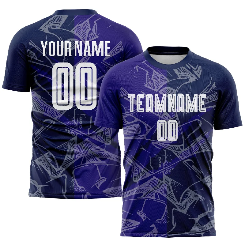 Football Jersey For Game Day Fan Apparel-Custom Graffiti Pattern Dark Purple-Navy Scratch Sublimation Soccer Uniform Jersey