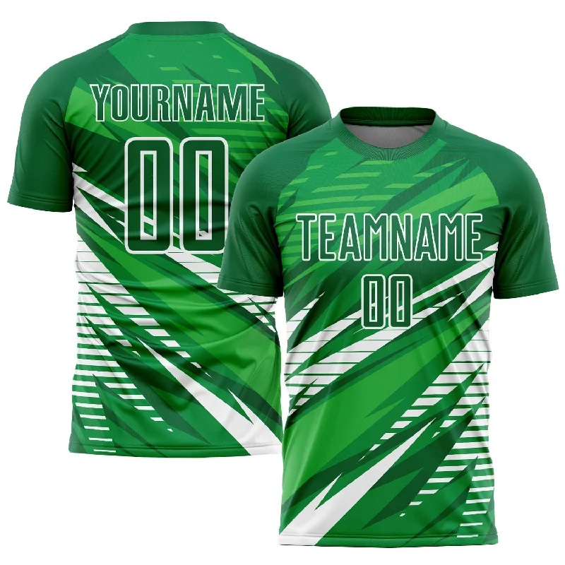 Football Jersey For Youth Sports Apparel-Custom Kelly Green White Sublimation Soccer Uniform Jersey