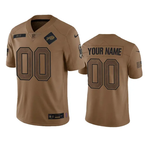 Football Jersey For Special Event Customization-Men's Buffalo Bills Active Player Custom 2023 Brown Salute To Service Limited Football Stitched Jersey