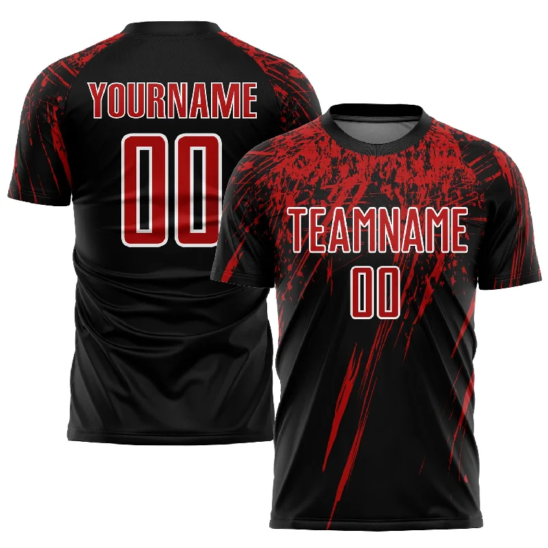 Football Jersey For Youth Teams-Custom Black Red-White Sublimation Soccer Uniform Jersey