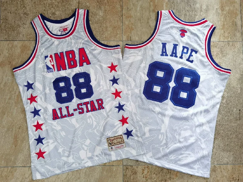 Basketball Jersey For Special Event Customization-88 AAPE All Star White Hardwood Classics Basketball Jersey