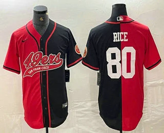 Baseball Jersey For Baseball Supporters-Men's San Francisco 49ers #80 Jerry Rice Red Black Two Tone Cool Base Stitched Baseball Jersey