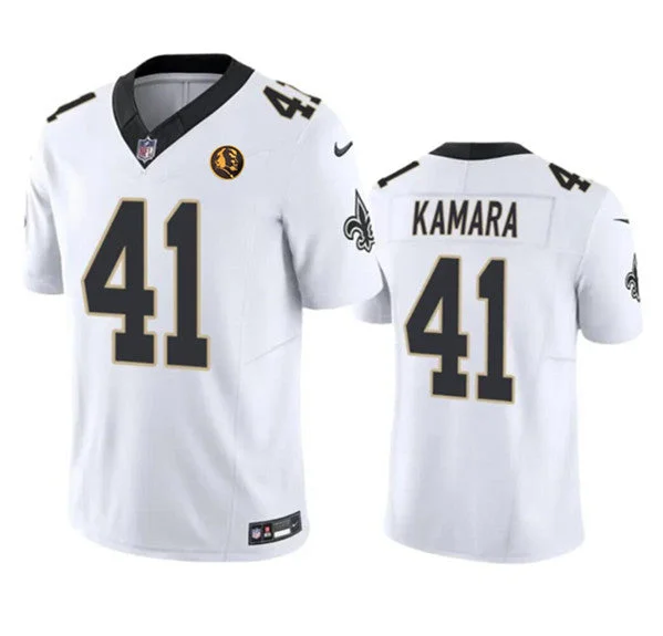 Football Jersey For Group Orders And Discounts-Men's New Orleans Saints #41 Alvin Kamara White 2023 F.U.S.E. With John Madden Patch Vapor Limited Football Stitched Jersey