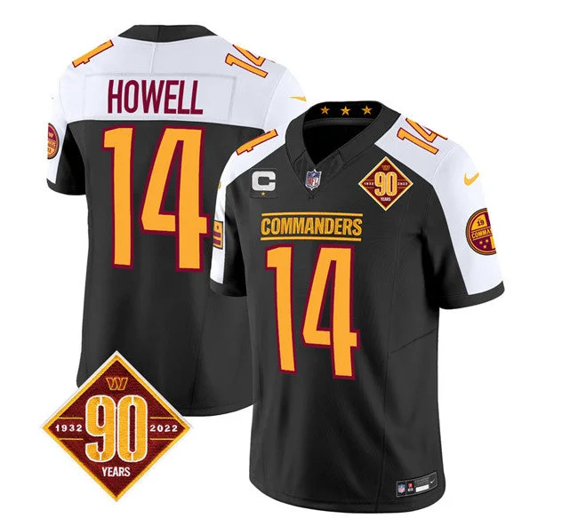 Football Jersey For Player Team Orders-Men's Washington Commanders #14 Sam Howell Black/White 2023 F.U.S.E. 90th Anniversary Vapor Limited Football Stitched Jersey