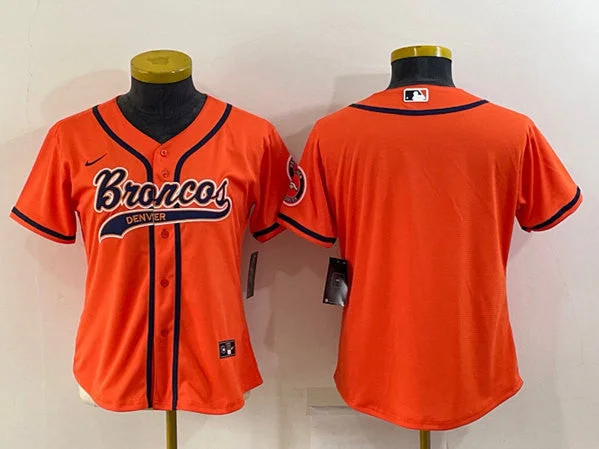 Baseball Jersey For Special Editions-Women's Denver Broncos Blank Orange With Patch Cool Base Stitched Baseball Jersey(Run Small)