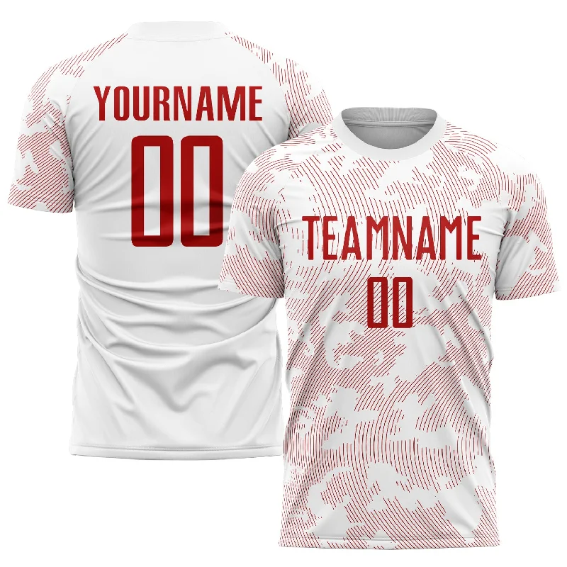 Football Jersey For Limited Editions-Custom White Red Sublimation Soccer Uniform Jersey