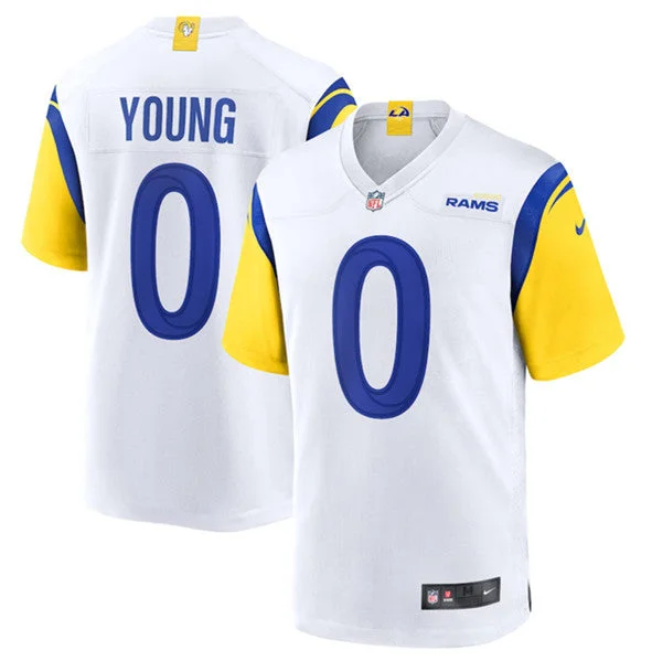 Football Jersey For Special Event Merchandise-Men's Los Angeles Rams #0 PByron Young White Football Stitched Game Jersey