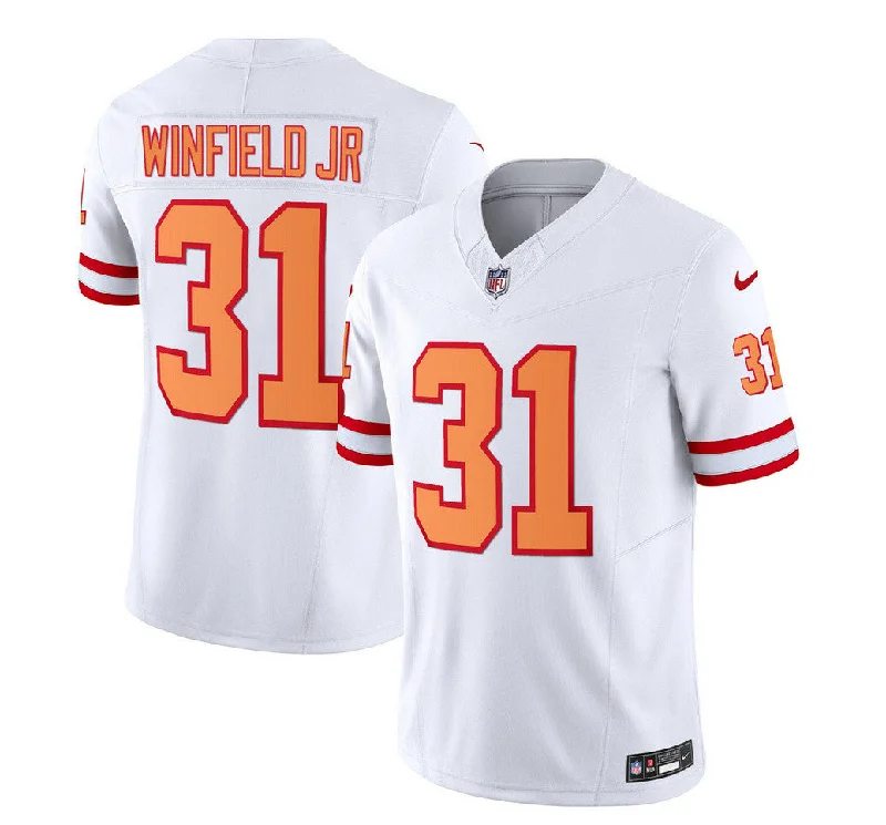 Football Jersey For Group Customization-Men's Tampa Bay Buccaneers #31 Antoine Winfield Jr. 2023 F.U.S.E. White Throwback Limited Football Stitched Jersey