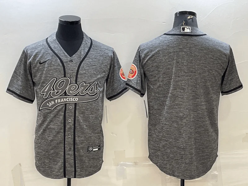 Baseball Jersey For Team Spirit-Men's San Francisco 49ers Blank Grey With Patch Cool Base Stitched Baseball Jersey