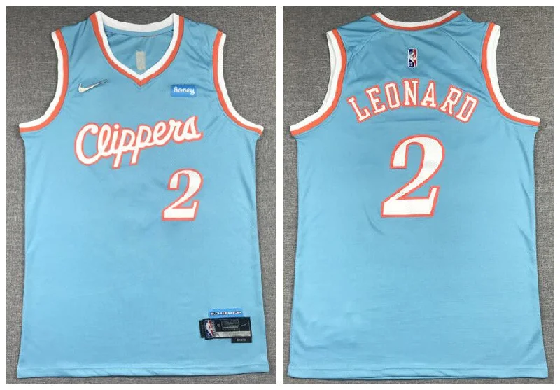 Basketball Jersey For High School Teams-Clippers 2 Kawhi Leonard Blue 2021-22 City Edition Swingman Basketball Jersey