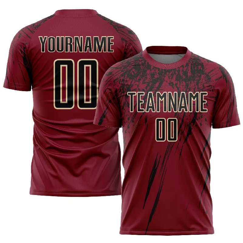 Football Jersey For Custom Team Gifts-Custom Crimson Black-Cream Sublimation Soccer Uniform Jersey