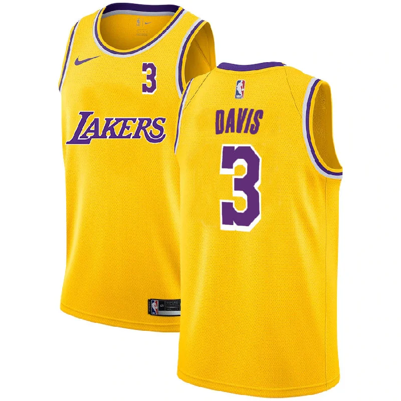 Basketball Jersey For Official Player Gear-Lakers 3 Anthony Davis Yellow 2020-2021 New City Edition Swingman Basketball Jersey