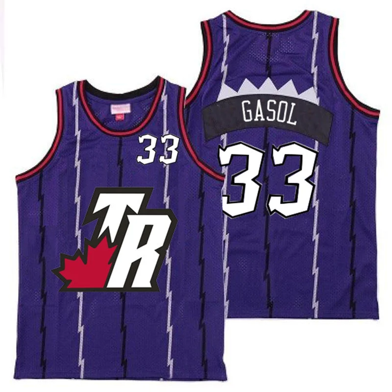 Basketball Jersey For Basketball Gifts And Memorabilia-Raptors 33 Marc Gasol Purple Big White TR Logo Retro Basketball Jersey