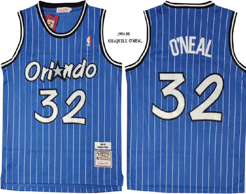 Basketball Jersey For High School Events-Magic 32 Shaquille O'Neal Blue 1994-95 Hardwood Classics Mesh Basketball Jersey