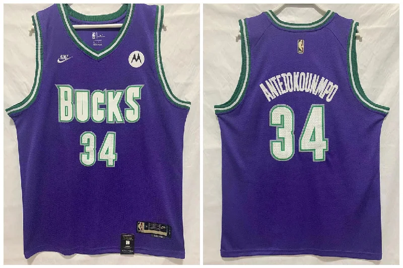 Basketball Jersey For Personalized Team Orders-Bucks 34 Giannis Antetokounmpo Purple 2022-23 Swingman Basketball Jersey