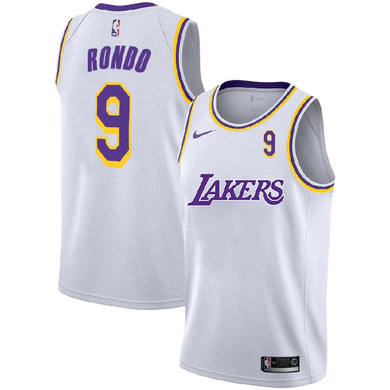 Basketball Jersey For Basketball Leagues-Lakers 9 Rajon Rondo White 2020-2021 New City Edition Swingman Basketball Jersey