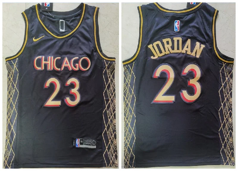 Basketball Jersey With Name And Number-Bulls 23 Michael Jordan Black 2021 City Edition Swingman Basketball Jersey