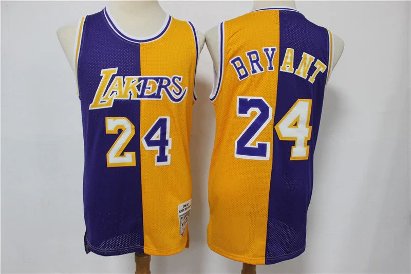 Basketball Jersey For Limited Editions-Lakers 24 Kobe Bryant Purple Yellow Split Hardwood Classics Basketball Jersey