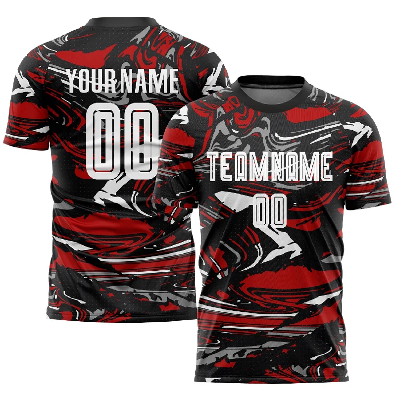 Football Jersey For Team Customization-Custom Figure White-Red Sublimation Soccer Uniform Jersey