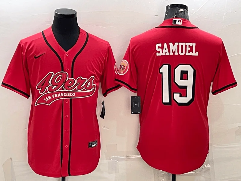 Baseball Jersey For Customized Fan Wear-Men's San Francisco 49ers #19 Deebo Samuel Red Color Rush With Patch Cool Base Stitched Baseball Jersey