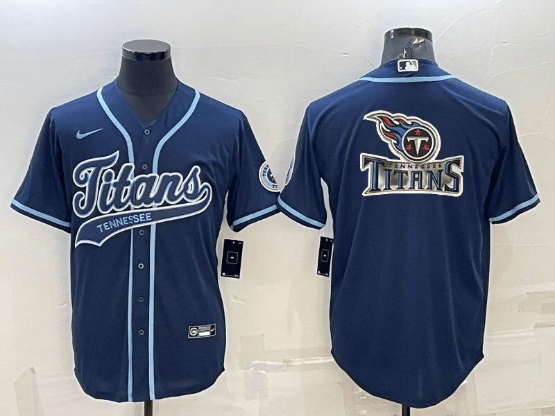 Baseball Jersey For Player Supporters-Men's Tennessee Titans Navy Blue Team Big Logo With Patch Cool Base Stitched Baseball Jersey