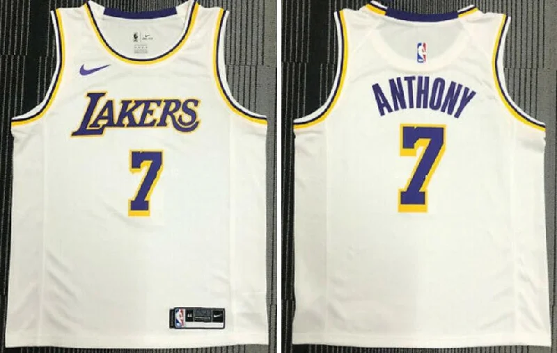 Basketball Jersey With Comfortable Fit-Lakers 7 Carmelo Anthony White Swingman Basketball Jersey