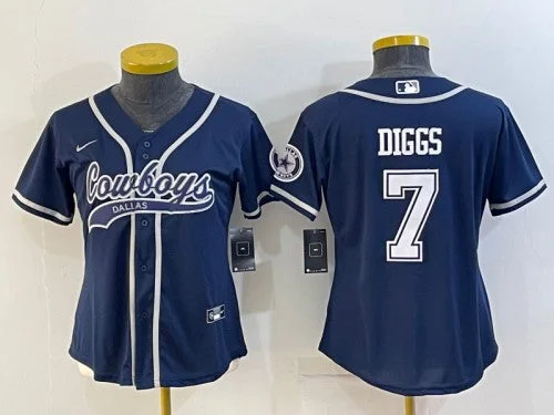 Baseball Jersey For Baseball Leagues-Women's Dallas Cowboys #7 Trevon Diggs Navy With Patch Cool Base Stitched Baseball Jersey(Run Small)