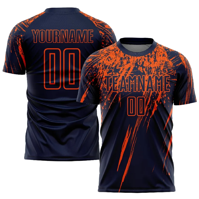 Football Jersey For Event Marketing Merchandise-Custom Navy Orange Sublimation Soccer Uniform Jersey