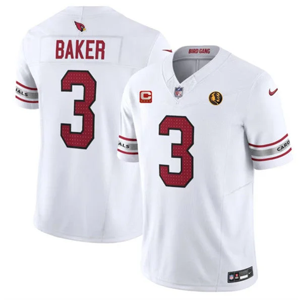 Football Jersey With Custom Colors-Men's Arizona Cardinals #3 Budda Baker White 2023 F.U.S.E. With 4-Star C Patch And John Madden Patch Vapor Limited Football Stitched Jersey