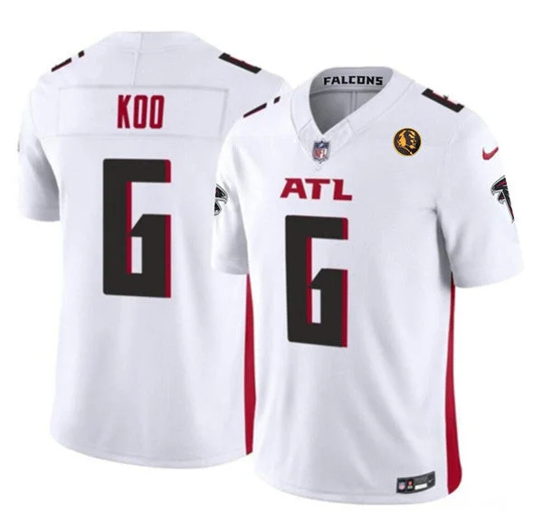 Football Jersey For Custom Team Numbers And Names-Men's Atlanta Falcons #6 Younghoe Koo White 2023 F.U.S.E. With John Madden Patch Vapor Limited Football Stitched Jersey