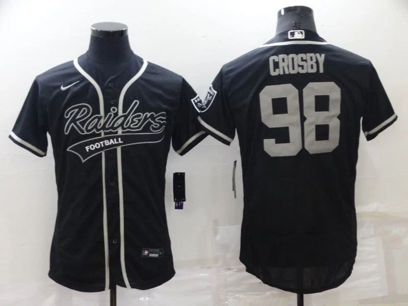 Baseball Jersey For Special Editions-Men's Las Vegas Raiders #98 Maxx Crosby Black Stitched Flex Base Baseball Jersey