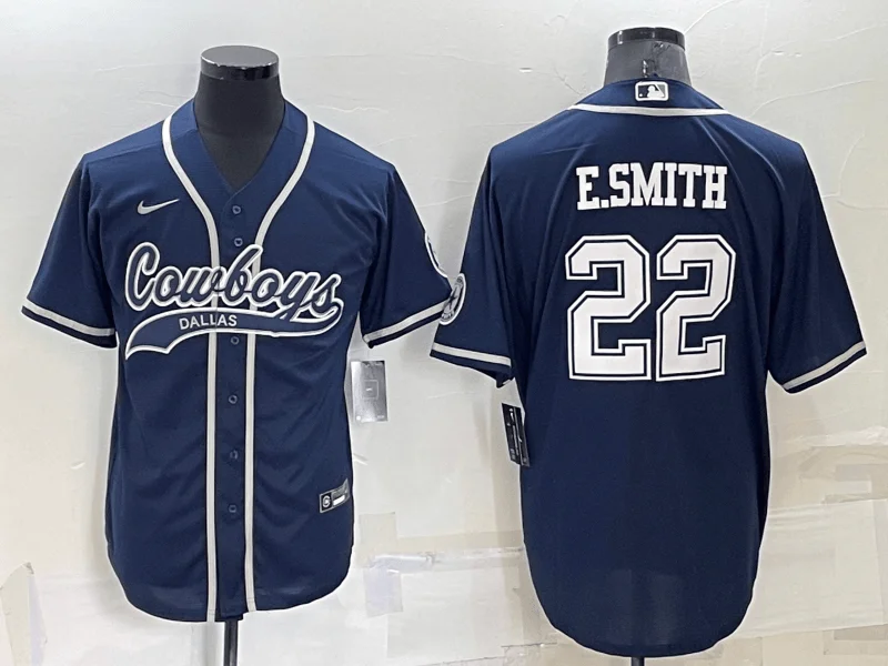 Baseball Jersey For Fan Club Apparel-Men's Dallas Cowboys #22 Emmitt Smith Navy Blue Stitched Cool Base Baseball Jersey