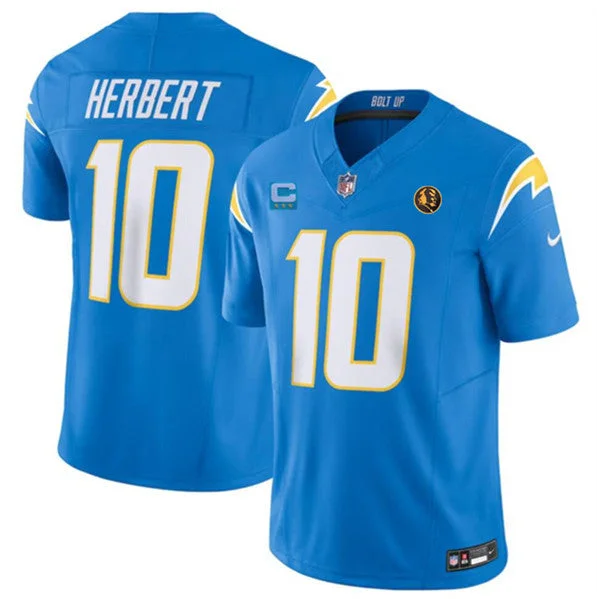 Football Jersey For Customized Fan Wear-Men's Los Angeles Chargers #10 Justin Herbert Blue 2023 F.U.S.E. With 3-star C Patch And John Madden Patch Vapor Limited Football Stitched Jersey