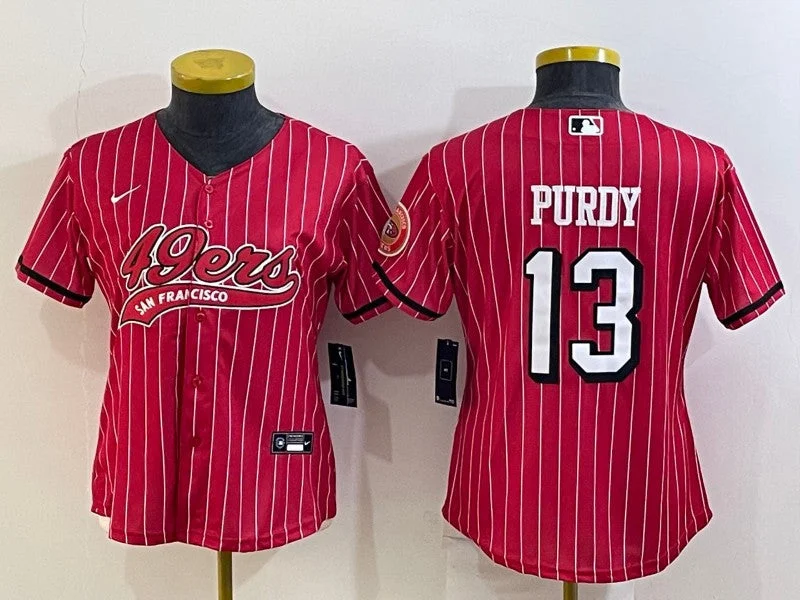 Baseball Jersey For Custom Softball Teams-Women's San Francisco 49ers #13 Brock Purdy New Red With Patch Cool Base Stitched Baseball Jersey(Run Small)