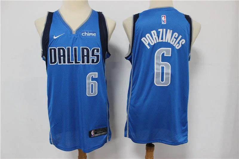 Basketball Jersey For Limited-Time Fan Products-Mavericks 6 Kristaps Porzingis Blue Swingman Basketball Jersey