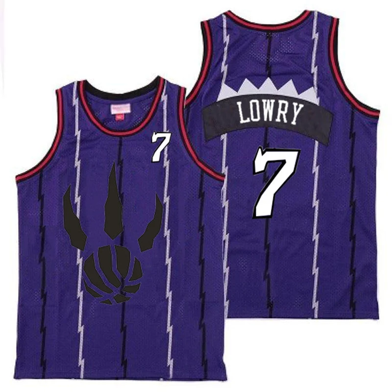 Basketball Jersey For Official Team Fan Gear-Raptors 7 Kyle Lowry Purple Throwback Basketball Jersey