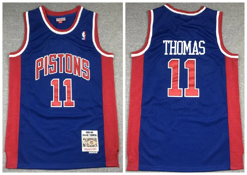 Basketball Jersey With Custom Logo Design-Pistons 11 Isiah Thomas Blue 1988-89 Hardwood Classics Basketball Jersey