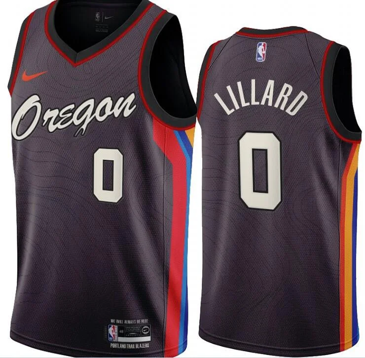 Basketball Jersey For Basketball Season Gear-Blazers 0 Damian Lillard Black 2020-21 City Edition Swingman Basketball Jersey