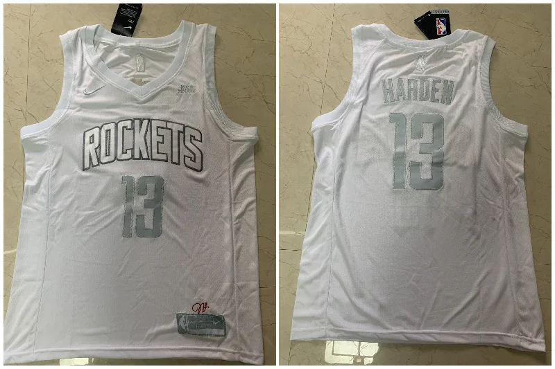 Basketball Jersey With Special Fan Designs-Rockets 13 James Harden White Swingman MVP Basketball Jersey