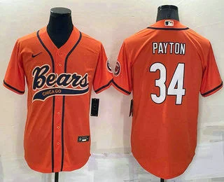 Baseball Jersey For Baseball Gifts-Men's Chicago Bears #34 Walter Payton Orange Stitched Cool Base Baseball Jersey