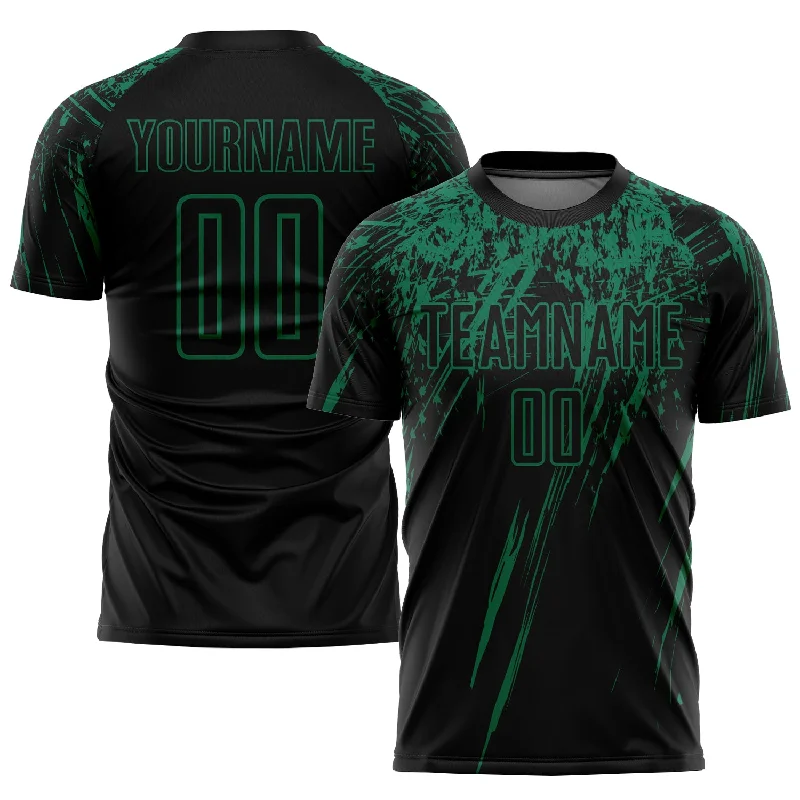 Football Jersey For Sports Event Apparel-Custom Black Kelly Green Sublimation Soccer Uniform Jersey