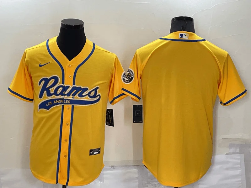 Baseball Jersey For Tournament Teams-Men's Los Angeles Rams Blank Yellow Stitched Cool Base Baseball Jersey