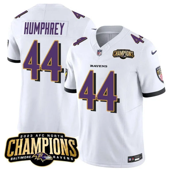 Football Jersey For Group Orders And Discounts-Men's Baltimore Ravens #44 Marlon Humphrey White 2023 F.U.S.E. AFC North Champions Vapor Limited Football Stitched Jersey