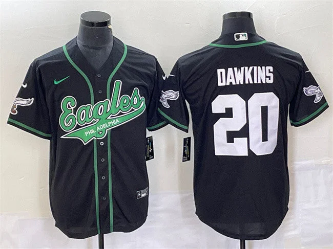 Baseball Jersey For High School Teams-Men's Philadelphia Eagles #20 Brian Dawkins Black Cool Base Stitched Baseball Jersey