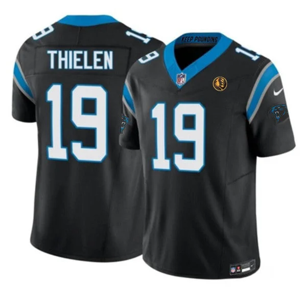 Football Jersey With Custom School Names-Men's Carolina Panthers #19 Adam Thielen Black 2023 F.U.S.E. With John Madden Patch Vapor Limited Football Stitched Jersey