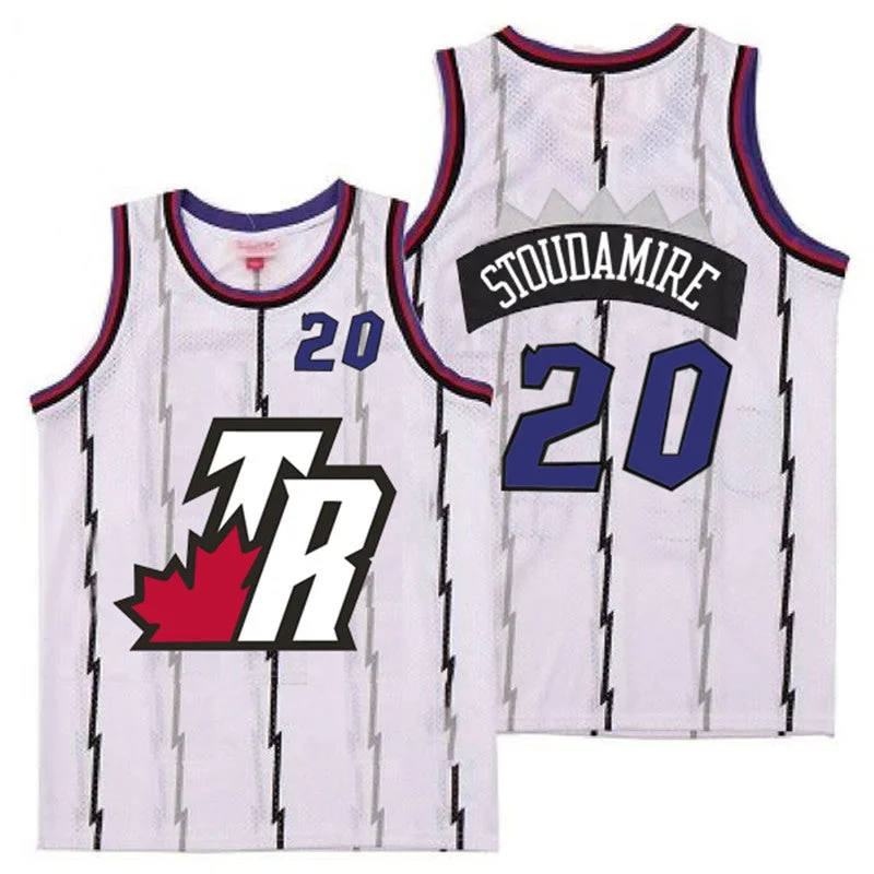 Basketball Jersey For Personalized Game Day Gear-Raptors 20 Damon Stoudamire White Big White TR Logo Retro Basketball Jersey