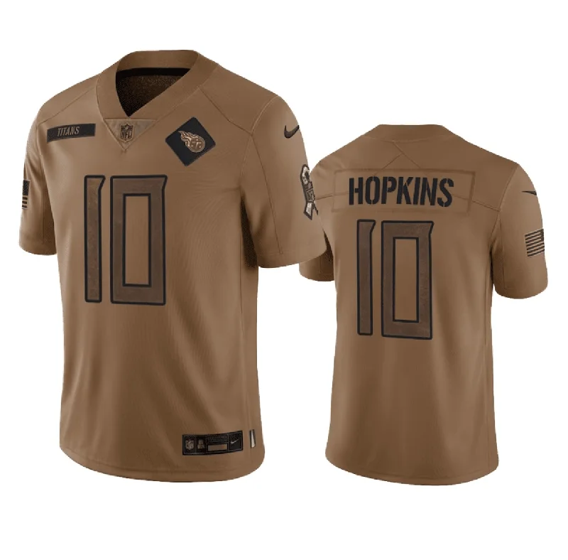 Football Jersey For Sports Fans Apparel-Men's Tennessee Titans #10 DeAndre Hopkins 2023 Brown Salute To Service Football Stitched Jersey