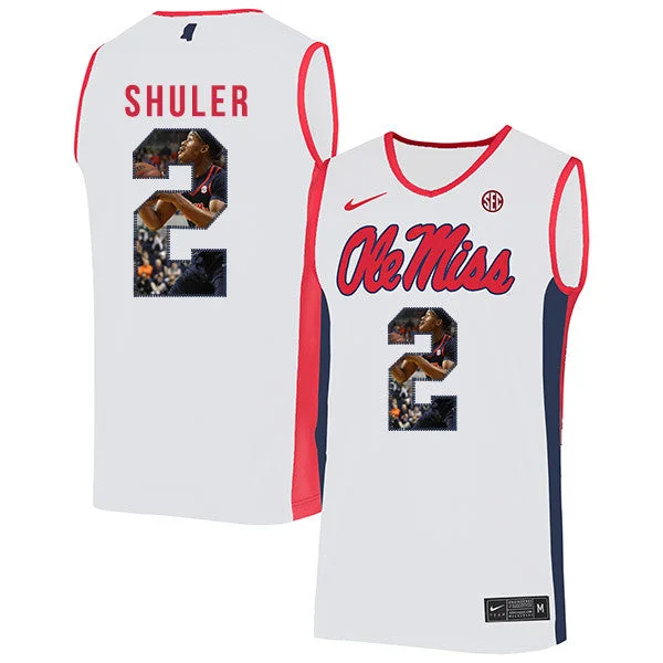 Basketball Jersey For Alumni Events-Ole Miss Rebels 2 Devontae Shuler White Fashion Basketball College Basketball Jersey