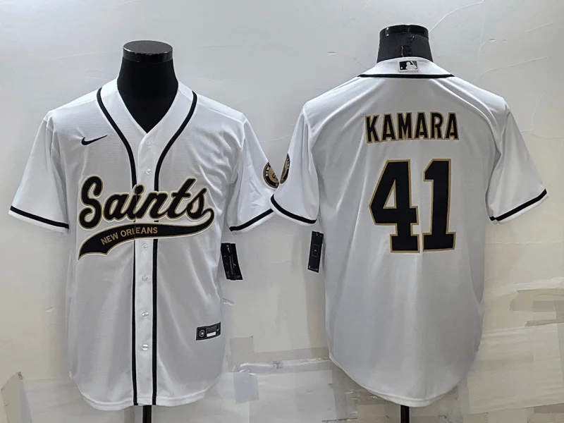 Baseball Jersey For Baseball Leagues-Men's New Orleans Saints #41 Alvin Kamara White Stitched Cool Base Baseball Jersey